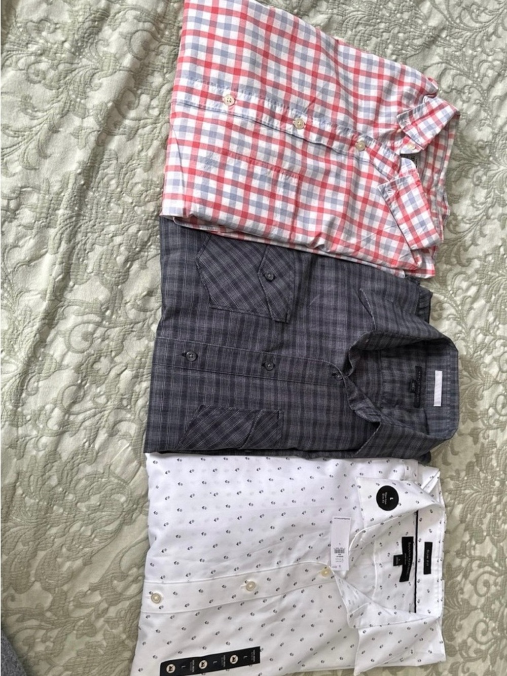 3 Men's Button-Up Shirts in Gray Plaid - Classic Casual
